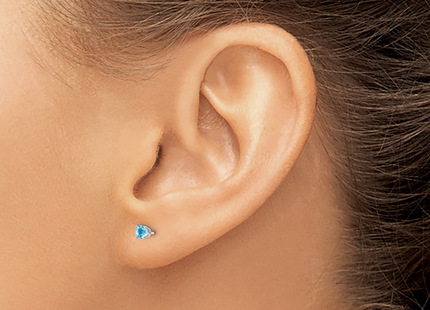 14k White Gold Blue Topaz Stud Earrings, 3 x 3mm
