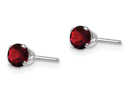 14k White Gold Garnet Stud Earrings (Style XBE121)