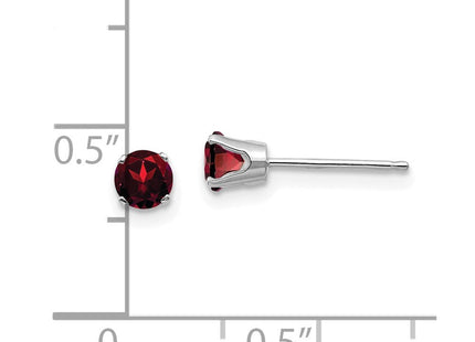 14k White Gold Garnet Stud Earrings (Style XBE121)