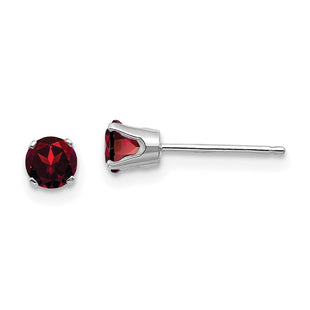 14k White Gold Garnet Stud Earrings (Style XBE121)