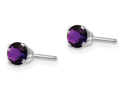 14K white gold amethyst stud earrings, alternate view