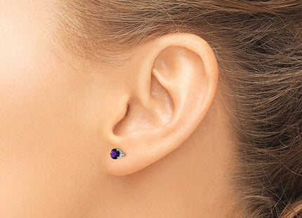 14K white gold amethyst stud earrings, another view