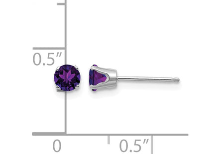 14K white gold amethyst stud earrings, further view