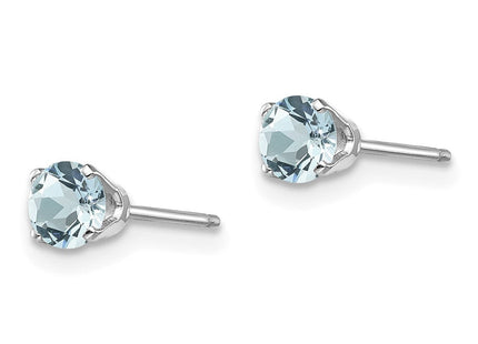 14K white gold blue topaz stud earrings, alternate view