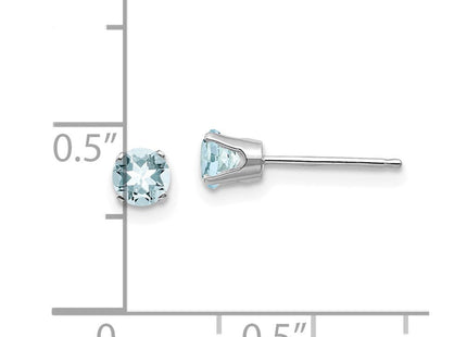14K white gold blue topaz stud earrings, further view