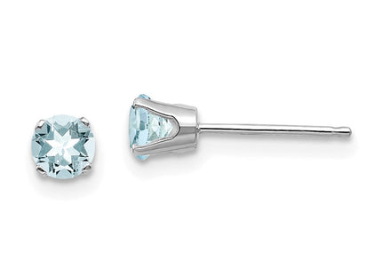 14K white gold blue topaz stud earrings
