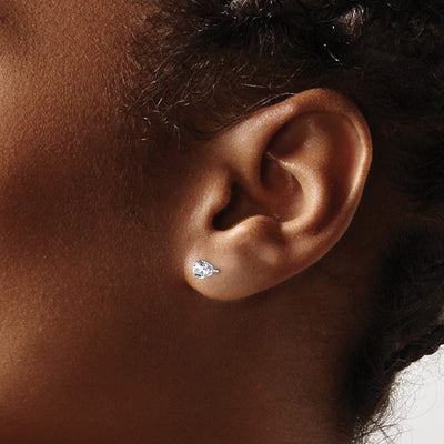 14K White Gold White Topaz Stud Earrings, 4 x 4mm