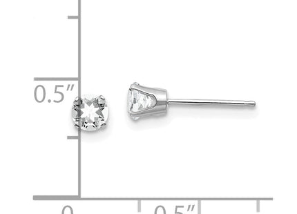 14k White Gold White Topaz Stud Earrings (Style XBE124)