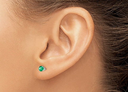 14k White Gold Emerald Stud Earrings (Style XBE125)