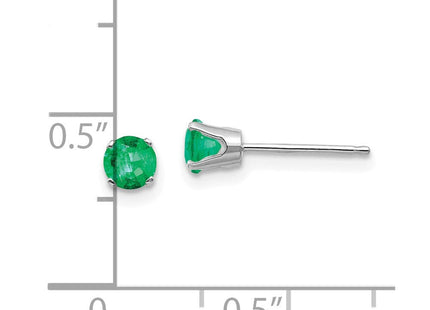 14k White Gold Emerald Stud Earrings (Style XBE125)