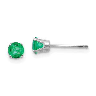 14k White Gold Emerald Stud Earrings (Style XBE125)