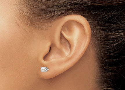 14K white gold pearl stud earrings, another view