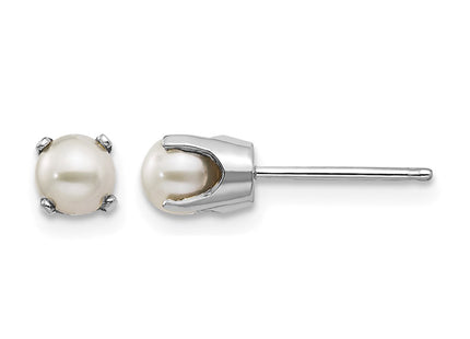 14K white gold pearl stud earrings