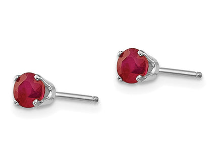 14k White Gold Ruby Stud Earrings (Style XBE127)