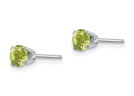 14k White Gold Peridot Stud Earrings (Style XBE128)
