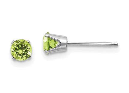 14k White Gold Peridot Stud Earrings (Style XBE128)