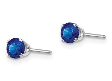 14k White Gold Sapphire Stud Earrings (Style XBE129)