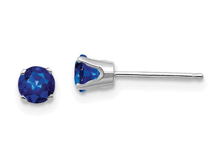 14k White Gold Sapphire Stud Earrings (Style XBE129)