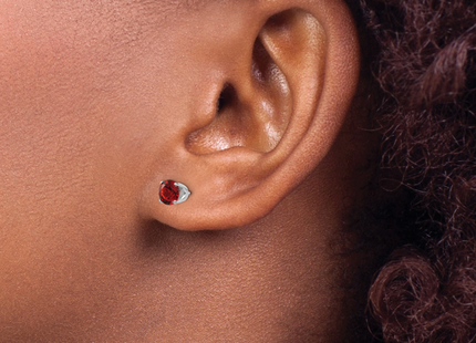 14k White Gold Garnet Stud Earrings, 5 x 5mm
