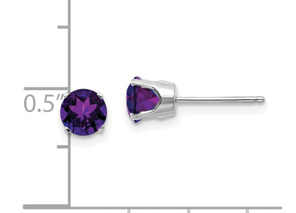 14K white gold garnet stud earrings, further view
