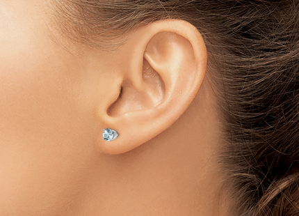 14k White Gold Aquamarine Stud Earrings, 5 x 5mm