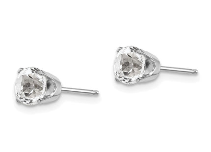 14K white gold topaz stud earrings, alternate view