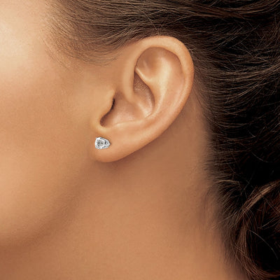 14K White Gold White Topaz Stud Earrings, 5 x 5mm