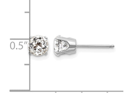14K white gold topaz stud earrings, further view