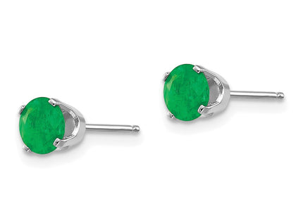 14K white gold emerald stud earrings, alternate view