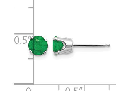 14K white gold emerald stud earrings, further view