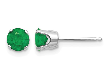 14K white gold emerald stud earrings