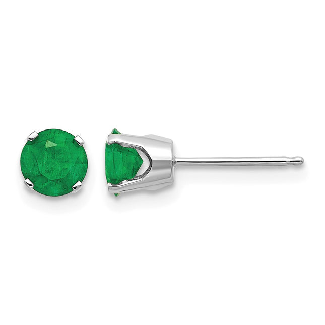 14k White Gold Emerald Stud Earrings, 5 x 5mm