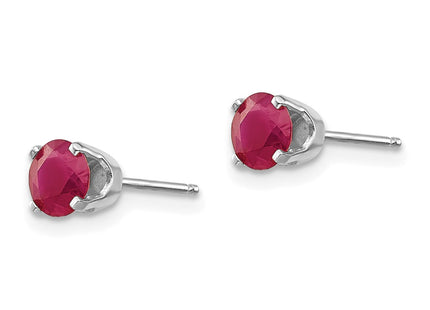 14K white gold ruby stud earrings, alternate view
