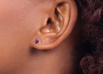 14K white gold ruby stud earrings, another view