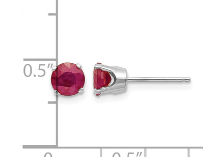 14K white gold ruby stud earrings, further view
