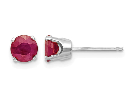 14K white gold ruby stud earrings