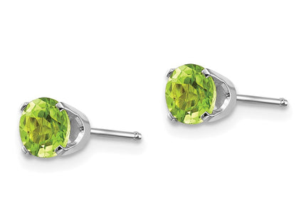 14K white gold peridot stud earrings, alternate view