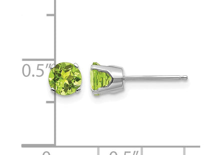 14K white gold peridot stud earrings, further view