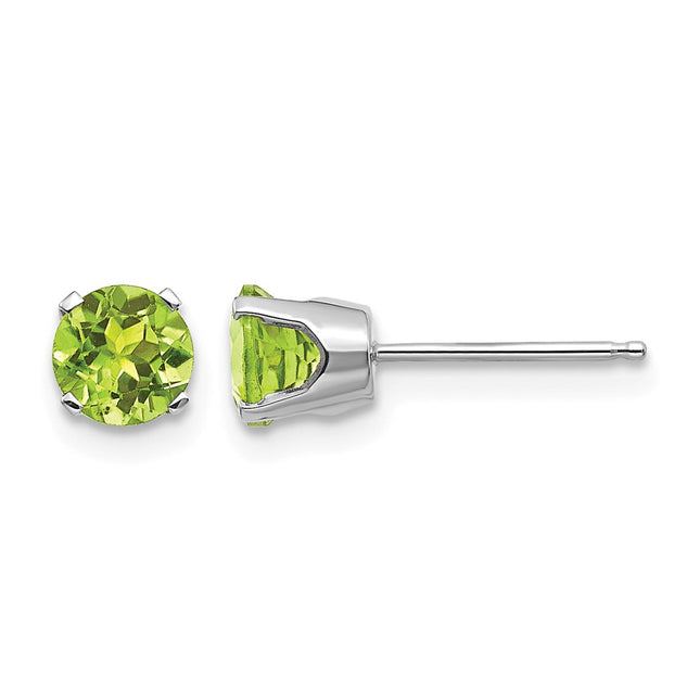 14k White Gold Peridot Stud Earrings, 5 x 5mm