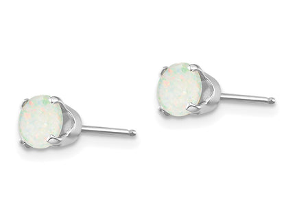 14K white gold opal stud earrings, alternate view