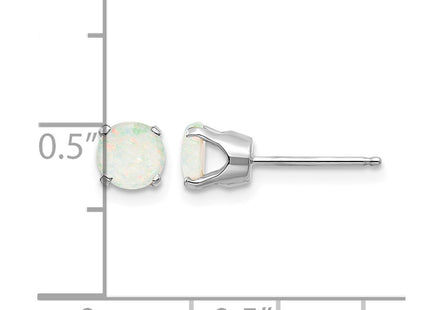 14K white gold opal stud earrings, further view