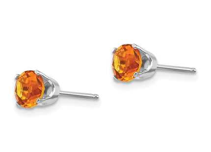 14K white gold citrine stud earrings, alternate view