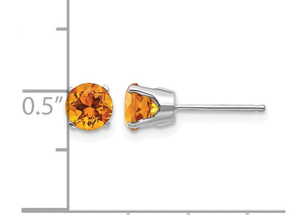 14K white gold citrine stud earrings, further view