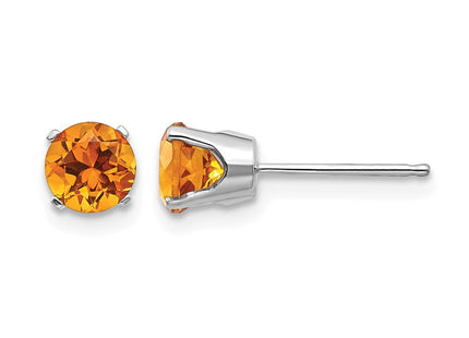 14K white gold citrine stud earrings