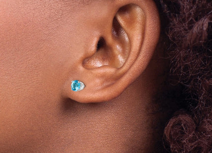 14K white gold blue topaz stud earrings, another view