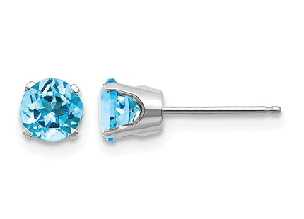 14K white gold blue topaz stud earrings