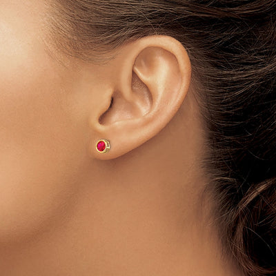 14K Bezel Ruby Stud Earrings