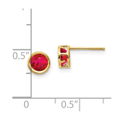 14K Bezel Ruby Stud Earrings