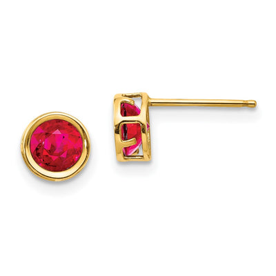 14K Bezel Ruby Stud Earrings