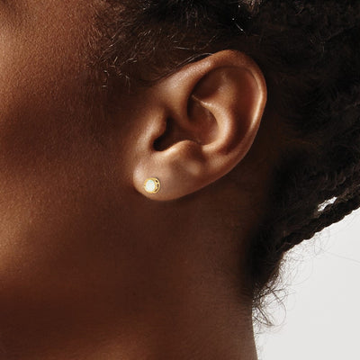 14K Bezel Opal Stud Earrings